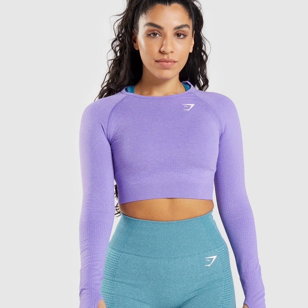 Gymshark Lavender Long Sleeve Crop Top